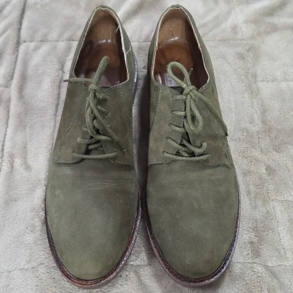Gap Men's? Suede Leather Casual Dress Shoes Olive Green Laces Sz 9 EUC READ - Picture 4 of 10